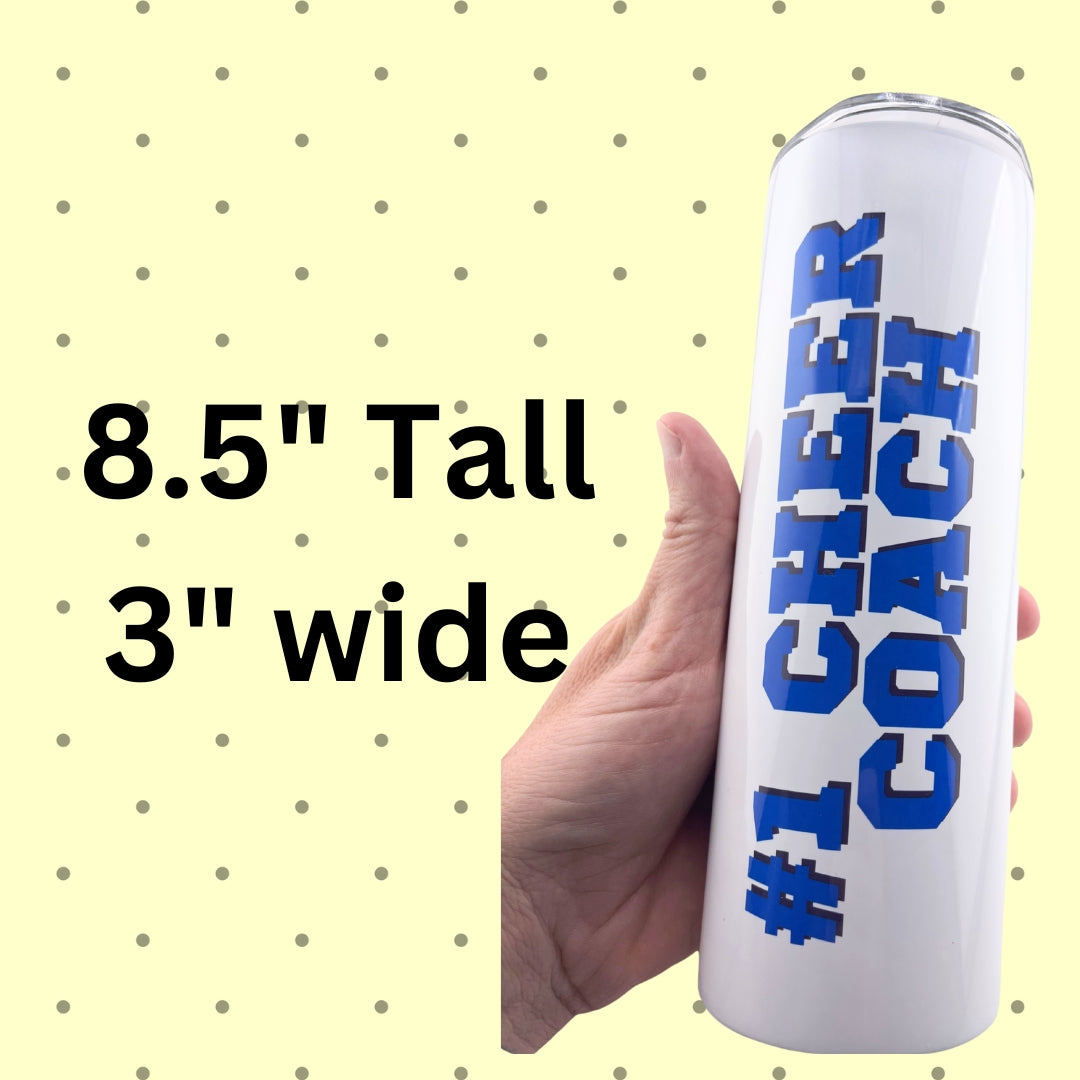 CHUMBLERS 20 Oz Stainless Steel Tumblers #1 Cheer Coach Blue