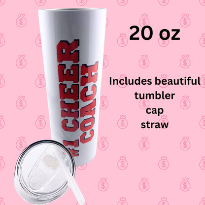 CHUMBLERS 20 Oz Stainless Steel Tumblers #1 Cheer Coach Red