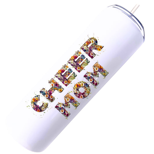 CHUMBLERS 20 Oz Stainless Steel Tumblers Cheer Mom Floral