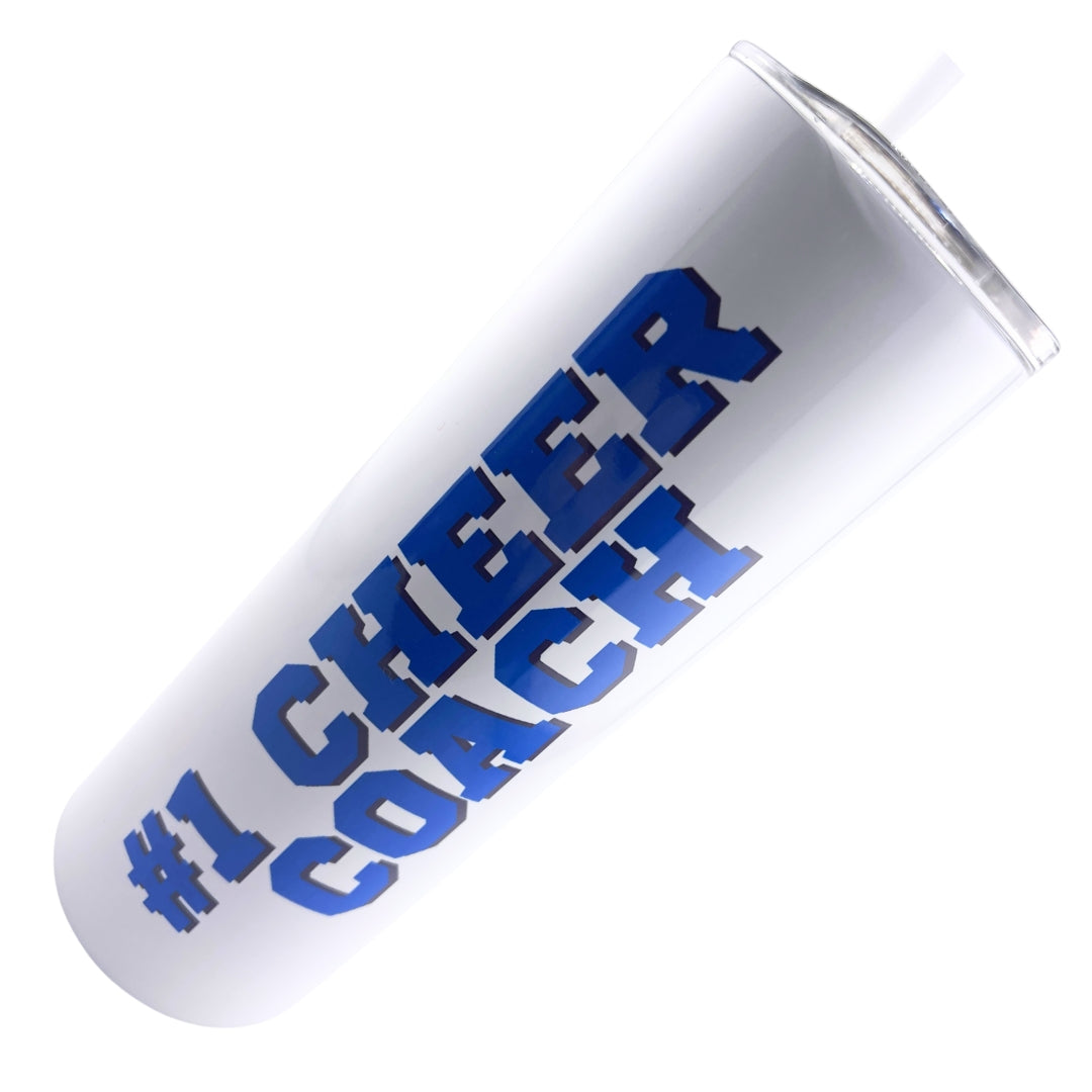 CHUMBLERS 20 Oz Stainless Steel Tumblers #1 Cheer Coach Blue