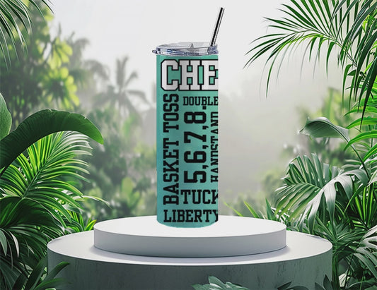 CHUMBLERS 20 Oz Stainless Steel Tumbler Cheer Sayings Teal